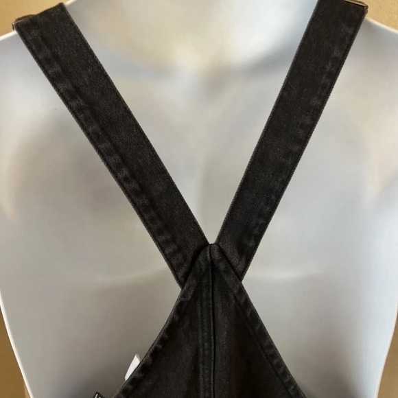 Disney Forever 21 Mickey Mouse Black Denim Overall Dress Size 2X Raw Rolled Hem - Picture 7 of 8